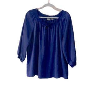 Covington Blue Tie Front Relaxed Blouse